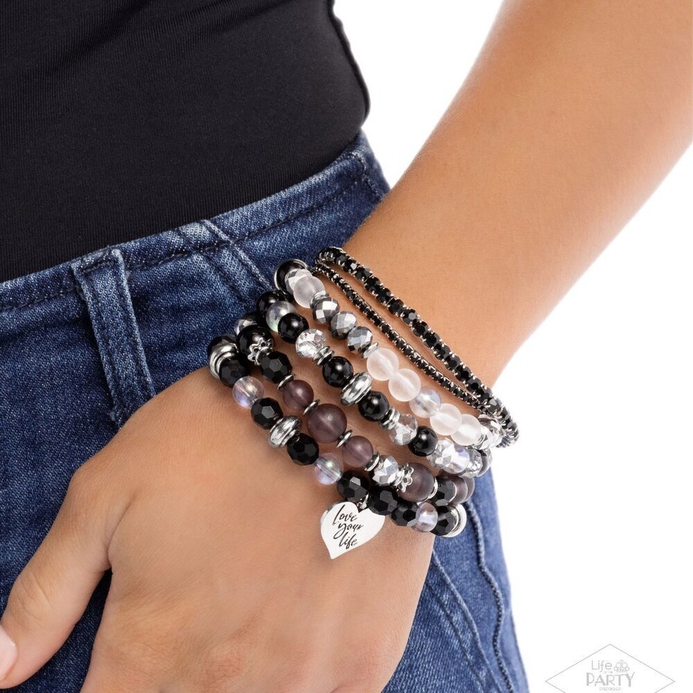 Paparazzi Jewelry Accessories - Optimistic Opulence - Black Bracelet - Exclusive